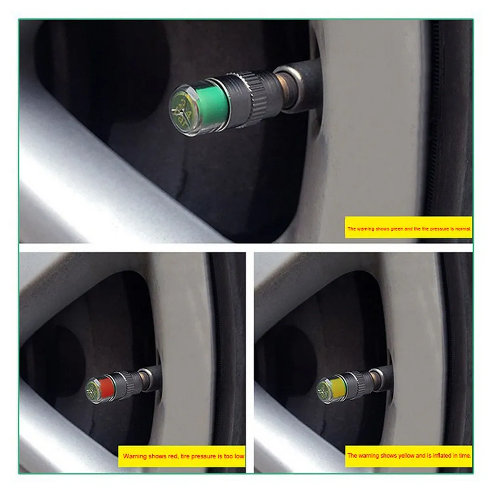 4Pcs//Lot 32 Psi 2.4Bar valve stem caps Air Warning Alert Tire Valve Pressure