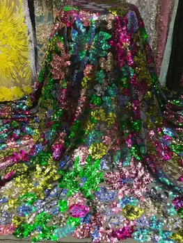 

Green gold yellow pink 3d lace flowers latest nigerian lace styles french party lace fabric 5 yards 2019 tulle fabric 3d sequins