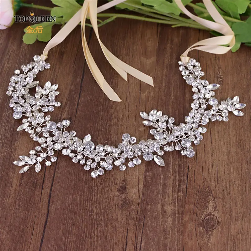 champagne ribbon TOPQUEEN SH259 стразы свадебный пояс Фиолетовый Стразы Свадебный Пояс синий пояс фиолетовый цветочный свадебный пояс белый пояс для невесты - Цвет: champagne ribbon