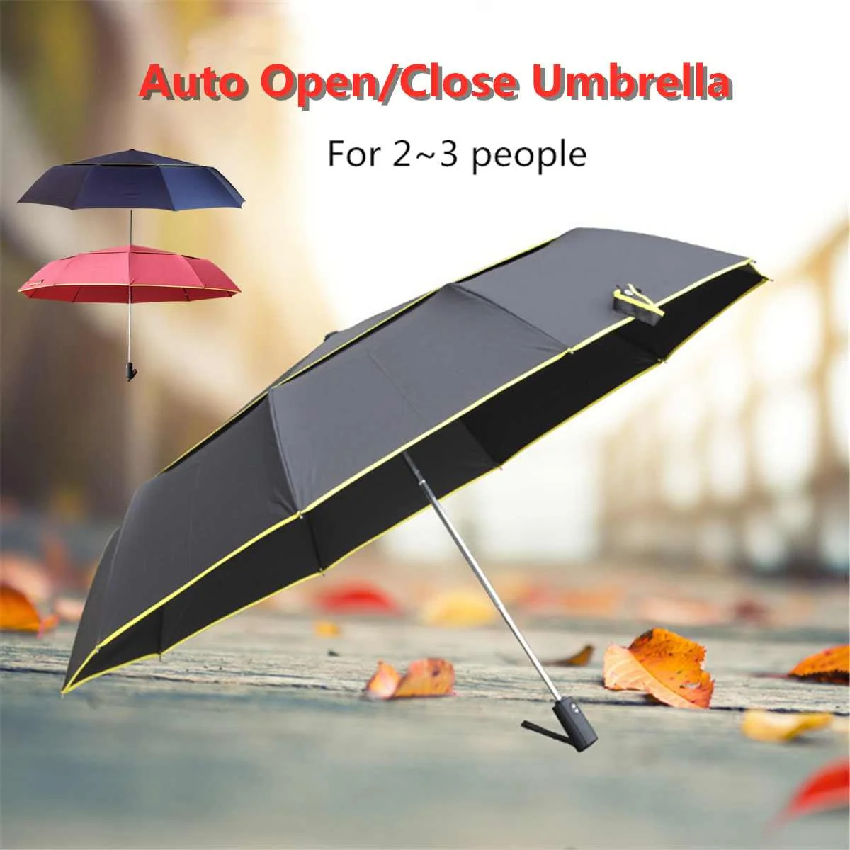 

Wind Resistant Folding Auto Three Folding Umbrella Rain Luxury Big Windproof Large Double Layer Umbrellas Rain For Men Women