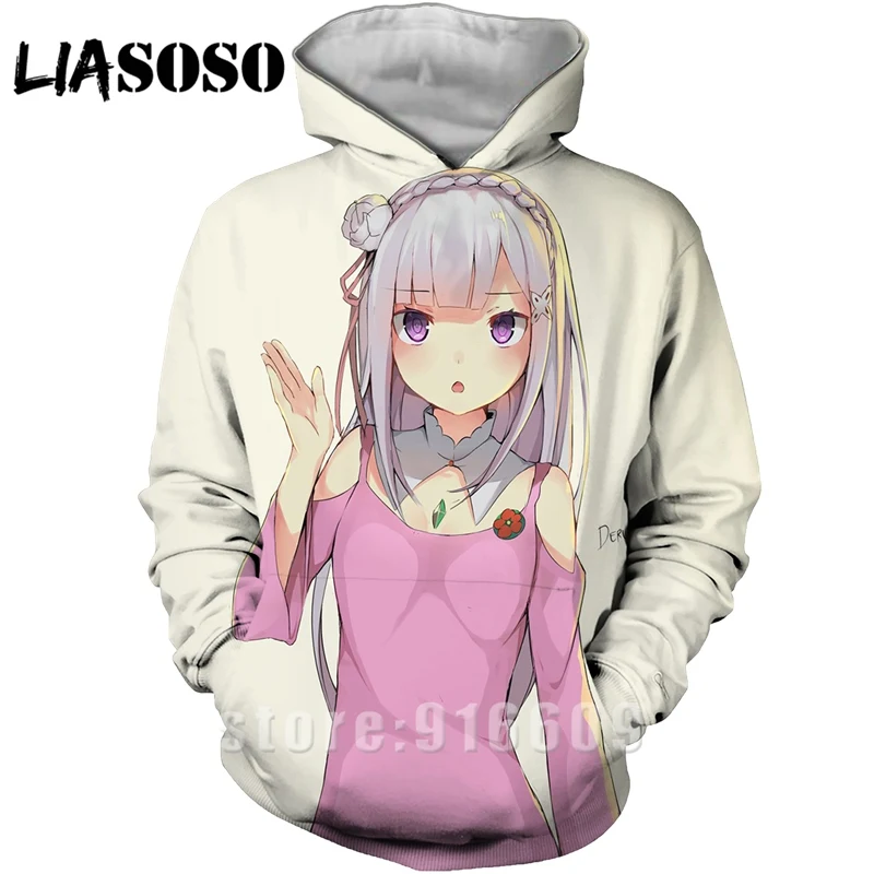Модные женские и мужские худи rem с 3D принтом Re: zero, худи REM, пуловер для косплея, толстовка с капюшоном в стиле аниме, Harajuku