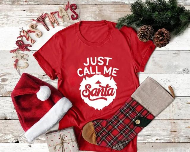 Apenas me chame de santa camiseta gráfica unisex feliz natal tumblr  presente algodão t gráfico hipster estético férias grunge topos|Camisetas|  - AliExpress