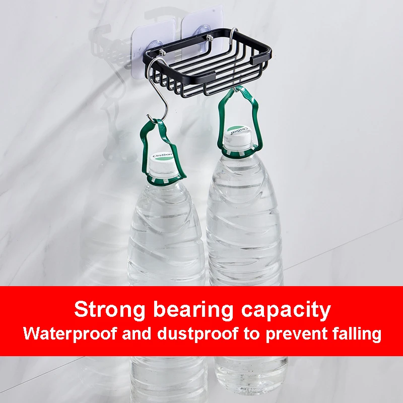 Bathroom Wall Mounted Soap Box Sucker Soap Shelf Black Space Aluminum Strong Non Marking Soap Box Bathroom Hardware Accessories