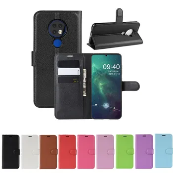 

50pcs/lot Litchi Pattern Flip PU Leather Wallet Phone Case For Nokia 6.2 Lychee grain cover