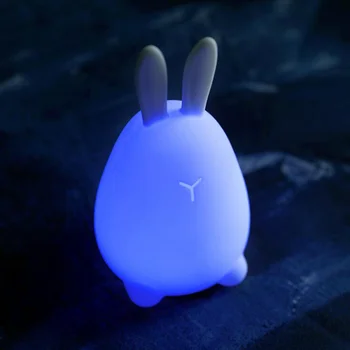 

1PC Night Light LED Silicone Cartoon Rabbit Tap Control Silicone Night Lamp Cute Night Light Cartoon Night Light for Nursery Roo