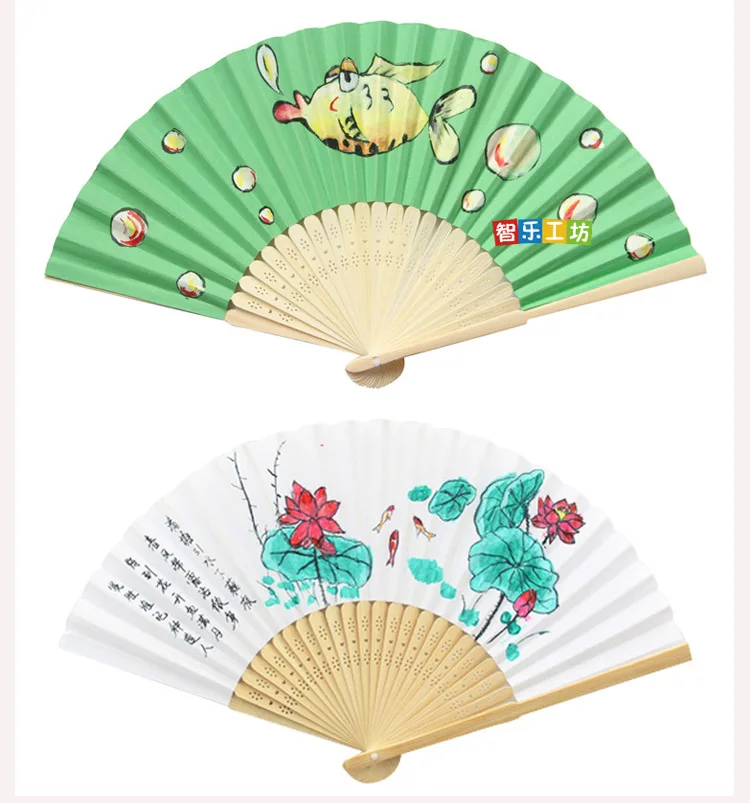 NEW 10PCS DIY Folding fan Colour paper fan Children's Graffiti Fan Painting toys DIY Handmade Gifts Arts and Crafts