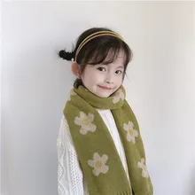 Flower knit Kids Soft Acrylic Knit Scarf, One Size Fits Most, for Toddlers, Little Kids, Big Kids