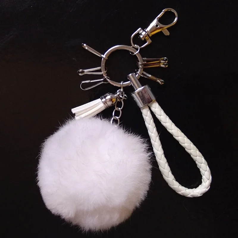Creative 6 Cm Color High Imitation Furry Ball Tassels Leather Rope Waist Buckle Key Pendants Handbag Pendant Accessories Pendant