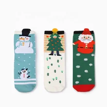 Autumn Winter New Style Full Cotton Snowman Cartoon Women Festival Christmas Gift Socks