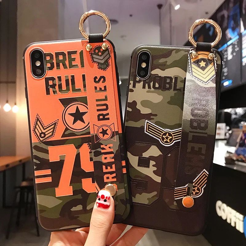

Samsung S8 case, For S9 PLUS note 8 8 9 S10 10E new fashion wristband ring camouflage protective cover