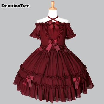 

2020 Japanese Sweet Kawaii Lolita Dress Women Vintage Gothic Cartoon Sleeveless Bow Lace Princess Tea Party Dresses