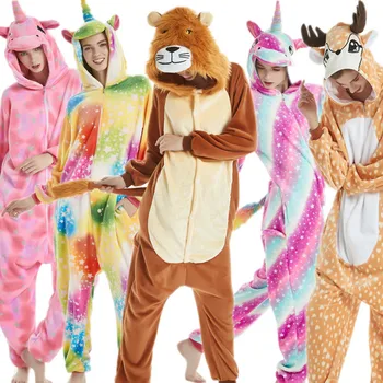 

Pajama Cartoon Animal Flannel Piece One Winter Full Thick Polyester