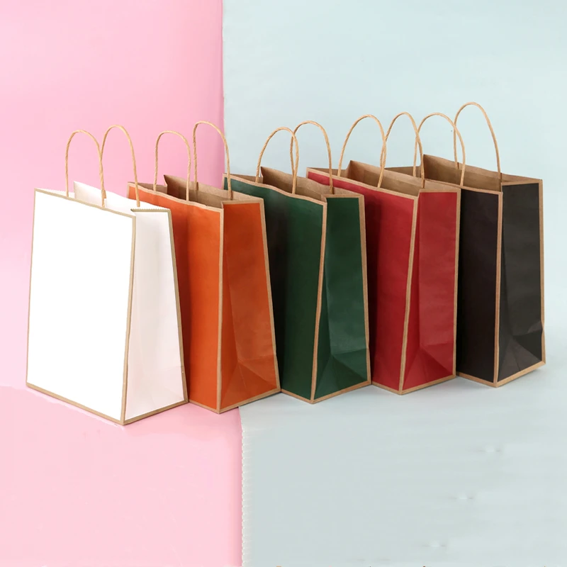 

40pcs/lot 2 Size Kraft Paper Bag Gift Paper Bag With Handles Recyclable Shop Store Bag for Packages