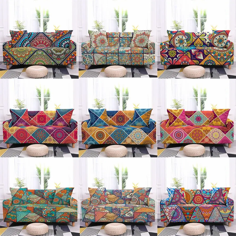 

Boniu 1pc Geometric Mandala Printing Elastic Stretch Sofa Cover Bohemian Series Polyester Slipcover For Living Room Couch Cover
