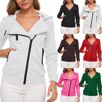 

Autumn Winter Casual Jackets Women Zipper Hoodies Streetwear Basic Jacket Long Sleeve Coat Outwear chaqueta mujer куртка женская