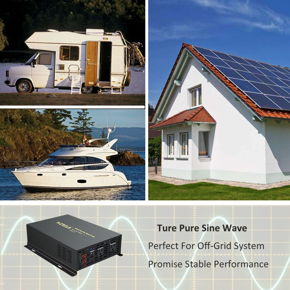 Description Picture 4 of itemWired Control Pure Sine Wave Solar Inverter Power 1000W Power Supply 12V/24V/48V/96V/110V DC to AC 110V/120V/220V/240V Converter