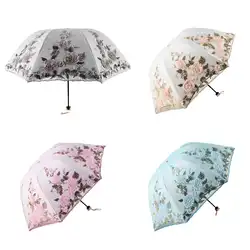 Вышитый зонтик три раза двухслойный УФ Защита дождевые инструменты уникальный зонт от солнца кружевной зонт с вышивкой