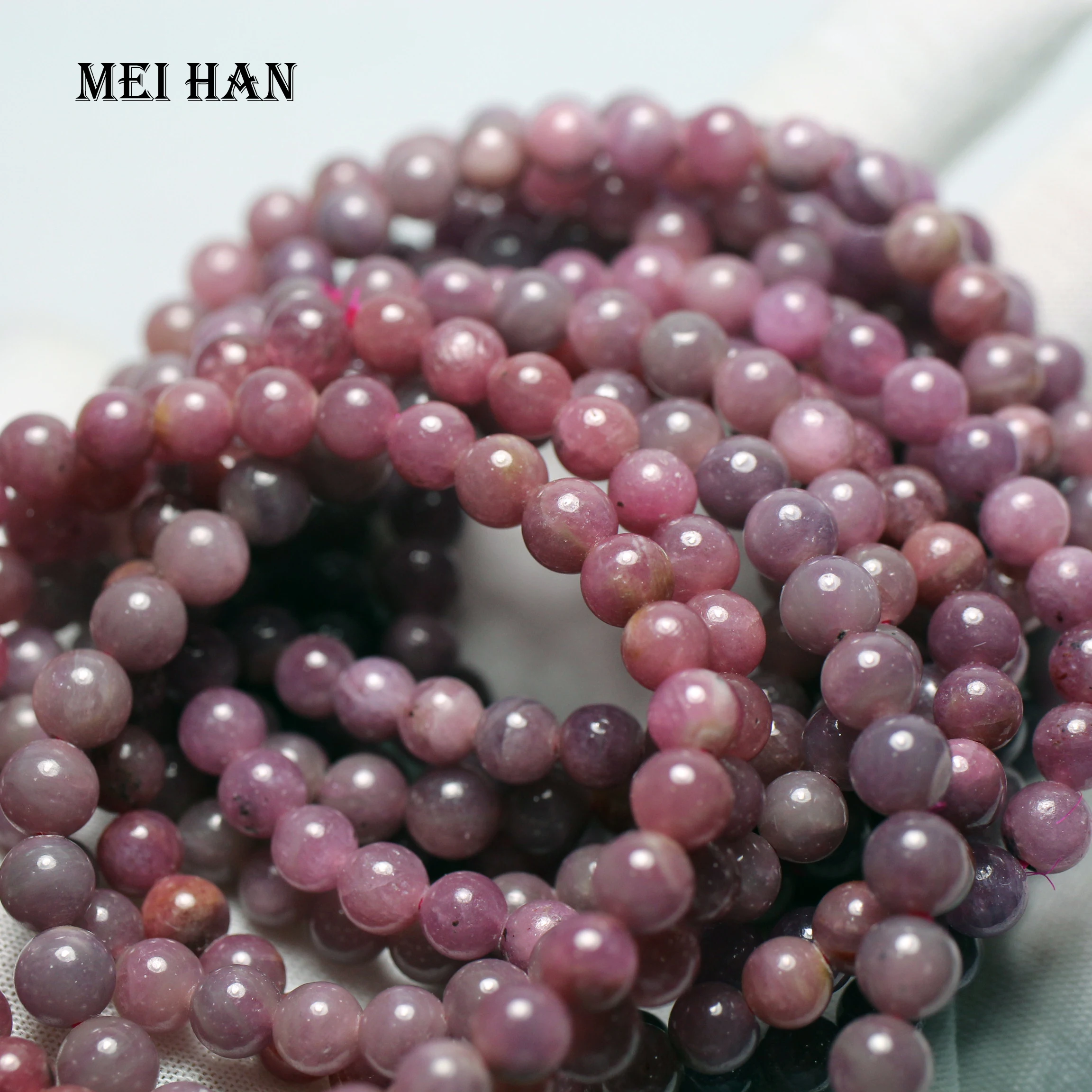 Meihan натуральный Бирма красный рубин 6-6,5 мм(29 бусин/комплект/14 г) Гладкие Круглые бусины для изготовления ювелирных изделий