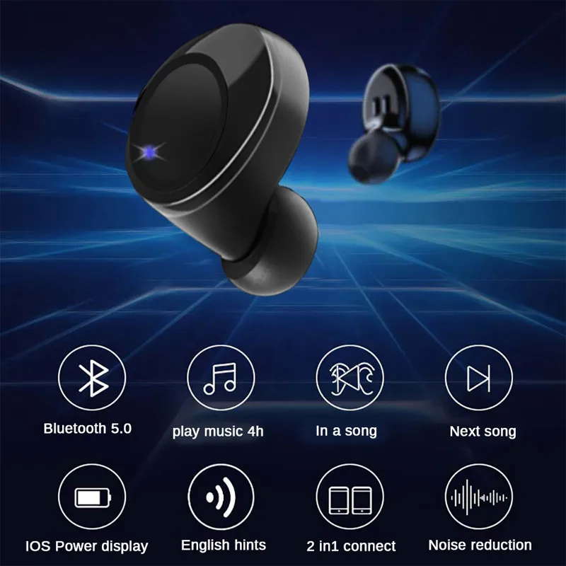X5 TWS Bluetooth 5.0 Earphone Wireless In-Ear Earphones Mini Stereo Sports Headset LED Display For All Smart phones