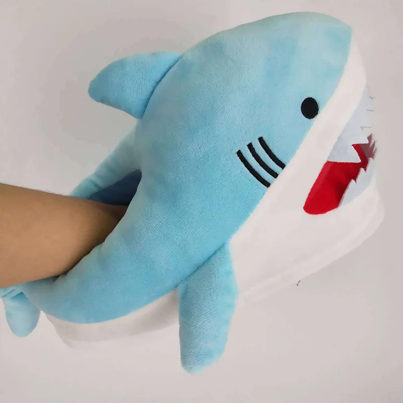 Interesting Funny Shark Slippers For Girls Faux Fur Slides Unisex Women Crazzy Slippers Winter Spring Shoes Female 2023 New