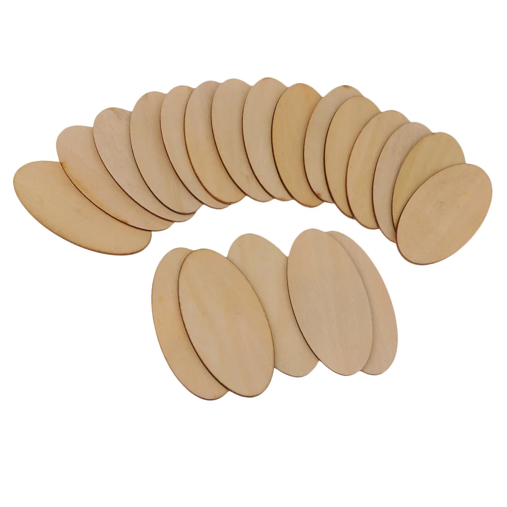40pcs 1.5 mm Thick Ellipse Unfinished Wood Cutout Oval Chips for Arts and Crafts Projects, Board Game Pieces for Crafting