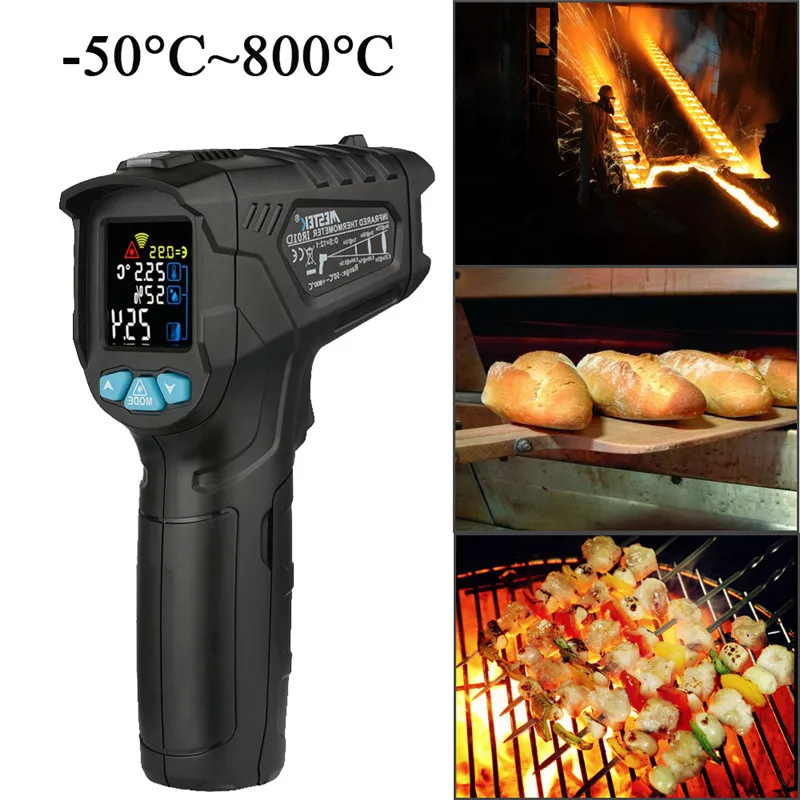 

IR01D -50~800 Celsius Non-contact Infrared Humidity Meter Indicate Temperature Digital Thermometer Humidity Meter Pyrometer