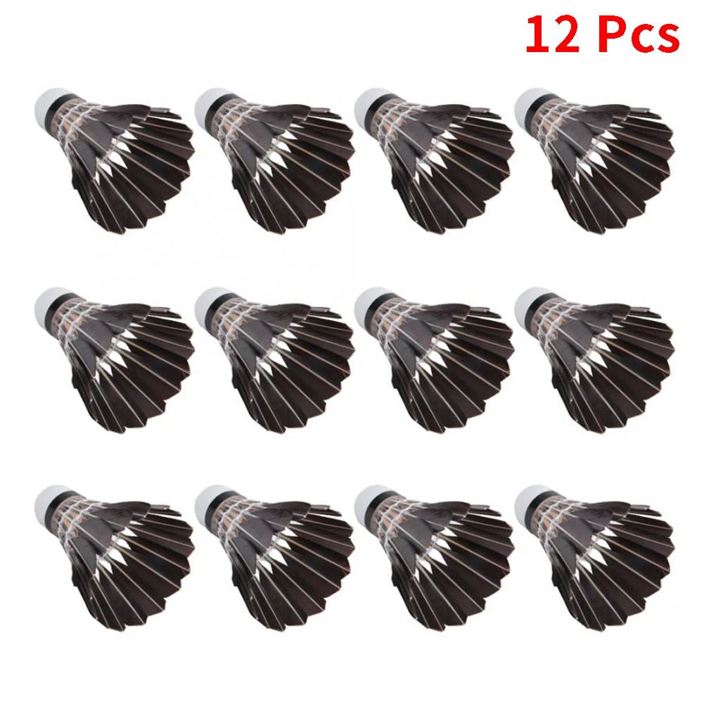 12 PCs Indoor Outdoor Sports Supplies Game Beginners Accessories Gym Training Wear Resistant Badminton Shuttlecock Goose Feather