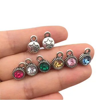 

30 Pcs/bag Five Stars with Rhinestone and Support Charms DIY Charm Jewelry Making for Earrings Necklace Pendant Bag