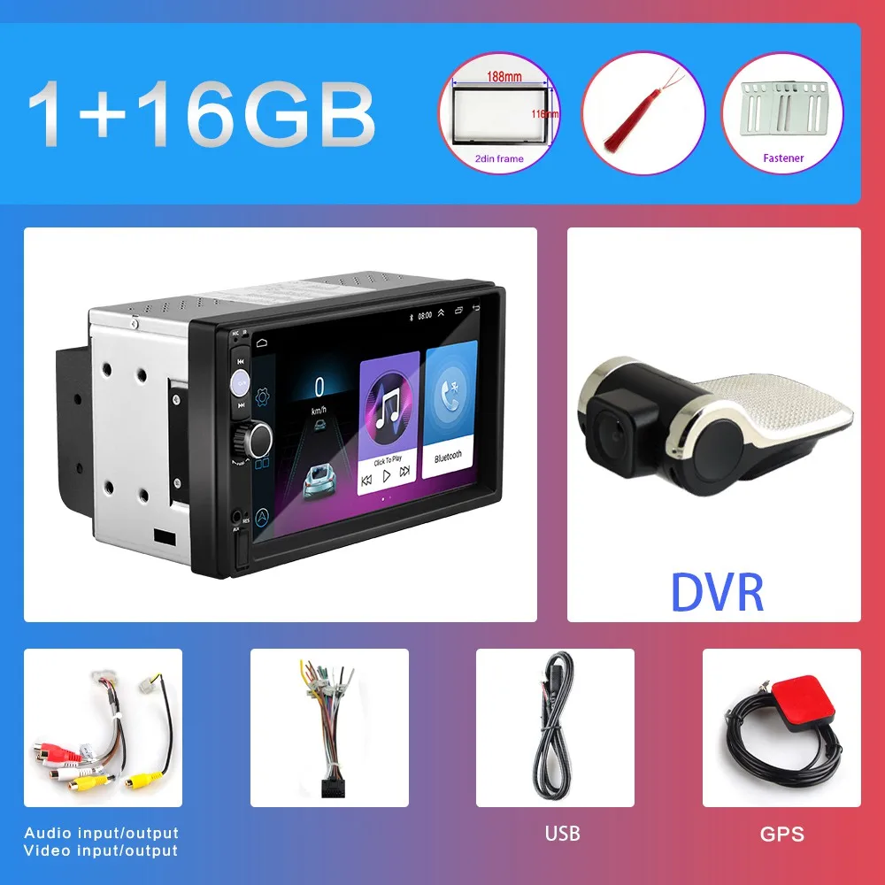 2G+ 32G 2DIN Android автомобильный DVD мультимедийный плеер 2 DIN HD автомобильное радио с GPS навигацией WiFi USB FM BT 2din " Универсальный Автомобильный MP5 плеер - Цвет: 1G-16G-DVR