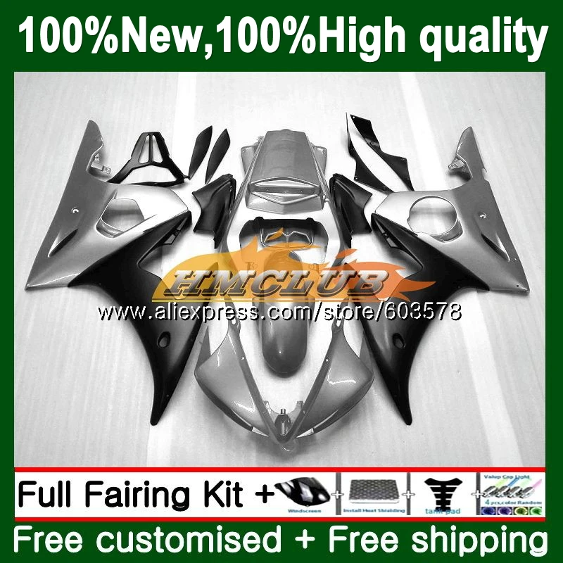 Корпус для YAMAHA YZF600 YZFR6S 2006 2007 2008 2009 126CL. 114 YZF-600 YZF R6 S R6S 06-09 YZF-R6S 06 07 08 09 Блестящая серебряная обтекатели - Цвет: No. 1