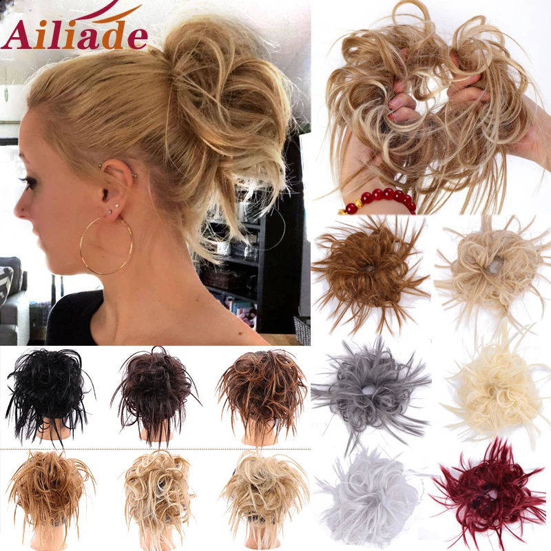 Cut Rate Chignon Hair Scrunchie Ring-Wrap Updo-Cover Elastic-Band Messy Curly Synthetic Women p3KGE9GR9