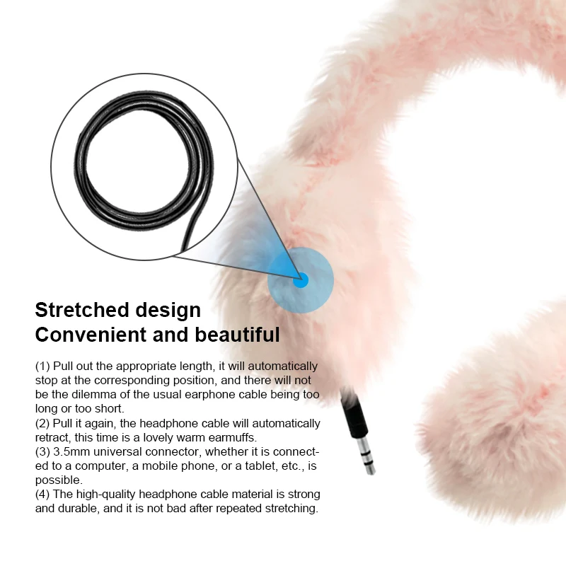 Cute Leopard Printed Wired Kids Headphone Telescopic Storage Line Girls Music Cascos For Phone Laptop Gamer Online Lesson Gift