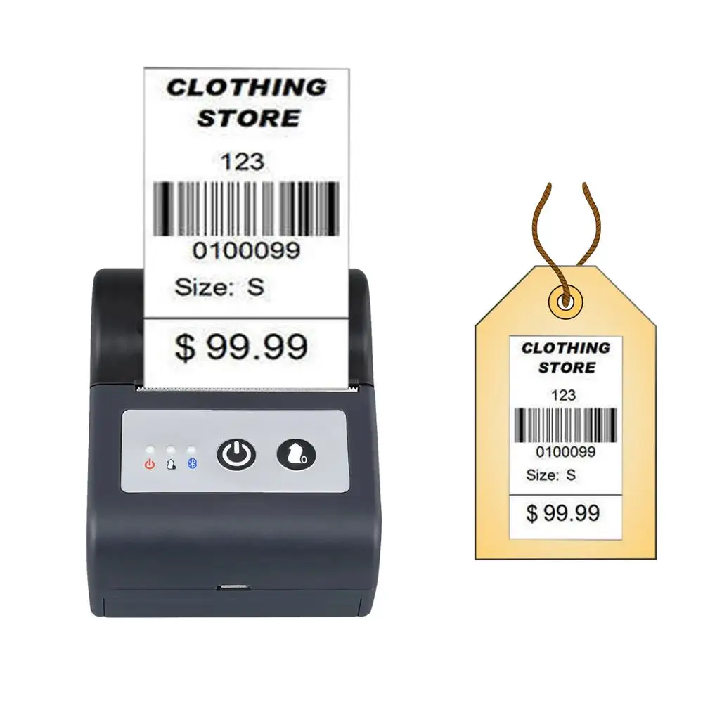 

58mm Barcode Printer Mobile Supermarket Hand Thermal Label Sticker Printer Pricetag Machine HCC-T2PL-B