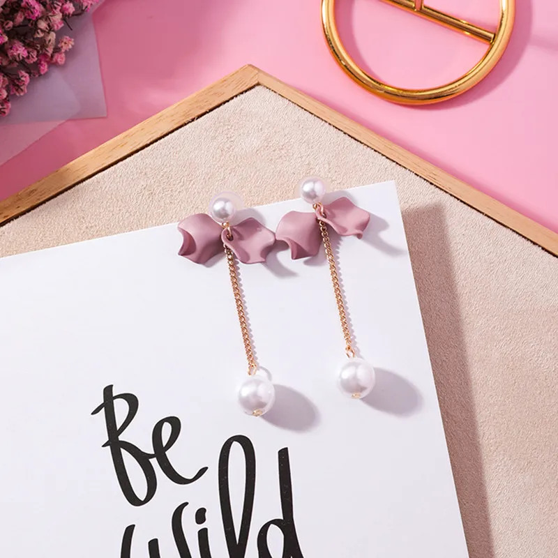 Korean Style Cute Flower Dangle Earrings For Women 2019 New Fashion Sweet Charm Swing Earrings Female Wholesale Jewelry Gift