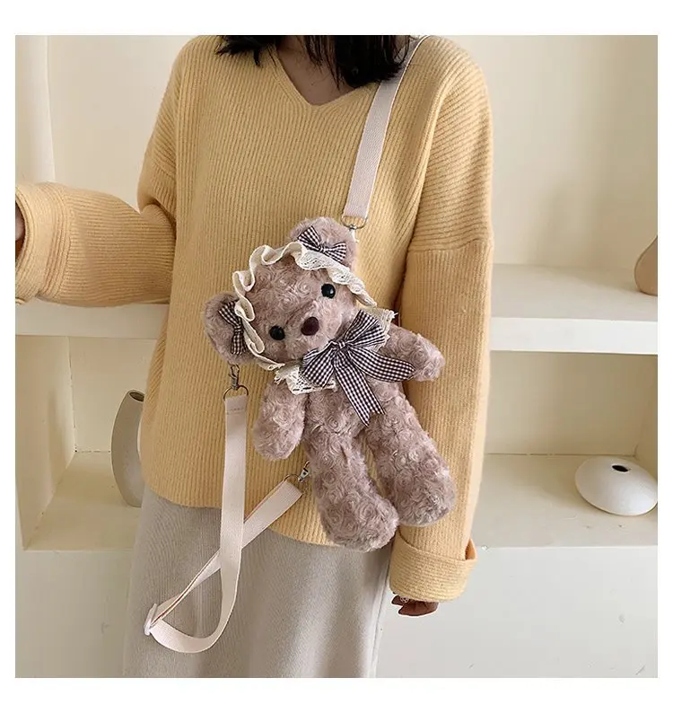 38 см kawaii bear shelliemei плюшевая сумка милый медведь кружева плюшевая кукла рюкзак портмоне подарок девушке