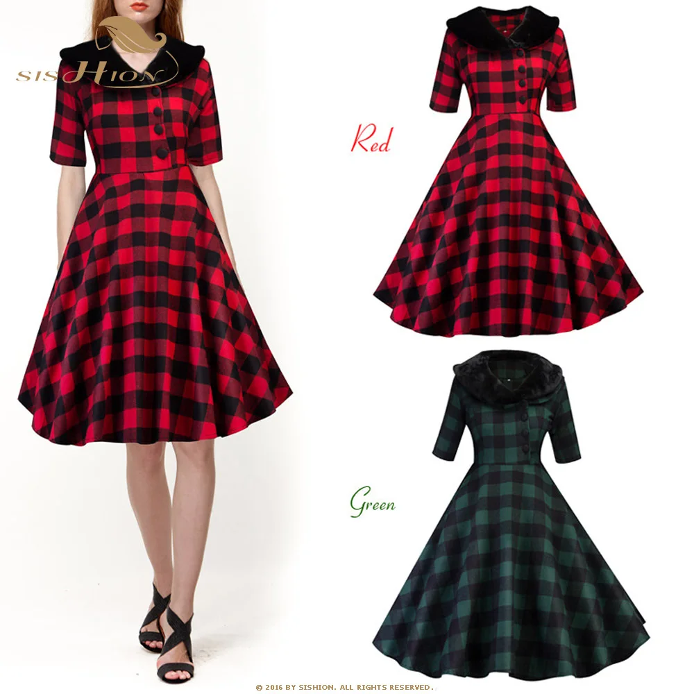 plaid midi dress