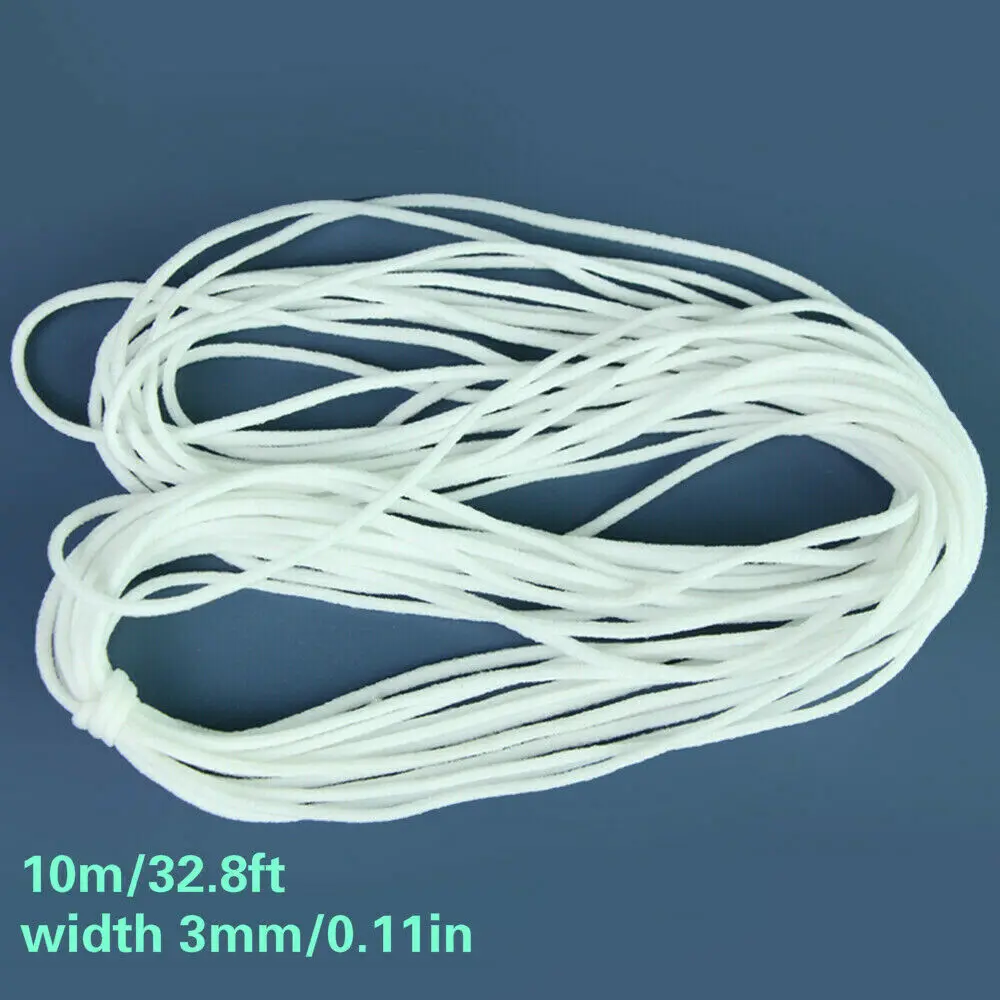 

10 Meter Black White Round Elastic Band 3mm Round Elastic Rope Rubber Band Elastic Line Masks Garment Diy Sewing Accessories