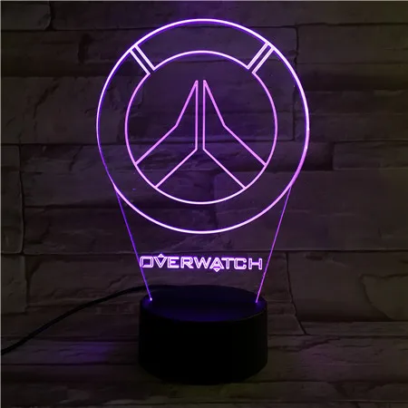 Игровой светодиодный ночной Светильник Overwatch Hero ангела Циглер ночной Светильник Декор для комнаты для мальчиков Детский подарок OW Mercy Настольная 3d Ночная лампа для спальни - Испускаемый цвет: logo