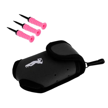 

Mini Durable Black Neoprene Golf Ball Holder Pouch Waist Pack + 3 Pieces 83mm Rubber Plastic Golf Tees