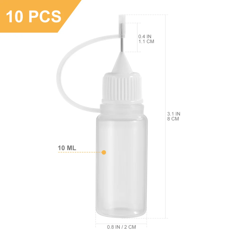 ULTNICE 10Pcs 10ml Needle Tip Glue Bottles Liquid Needle Bottles Applicator DIY Empty Bottles for Home Workplace (White) 4