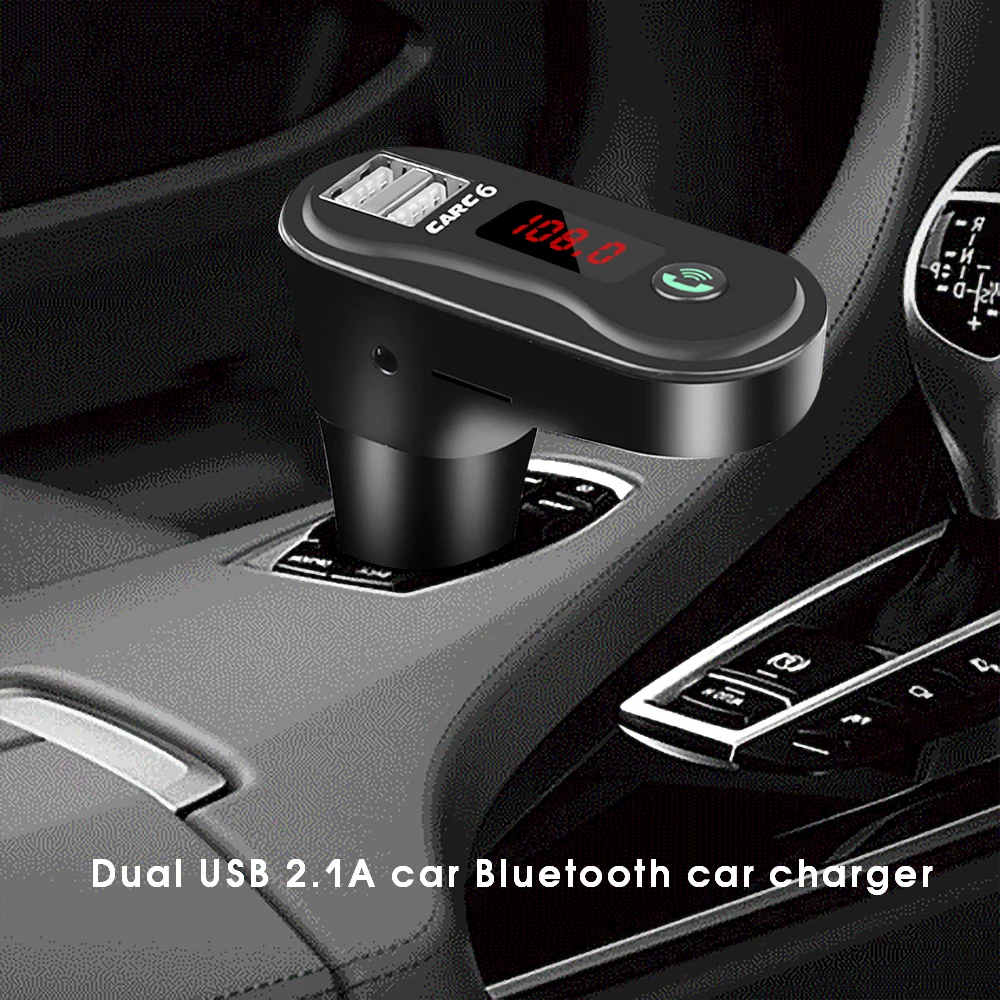 Автомобильный комплект громкой связи Bluetooth MP3-плеер беспроводной fm-передатчик TF карта 3,5 мм вспомогательный аудиоресивер 2.1A двойной USB телефон зарядное устройство