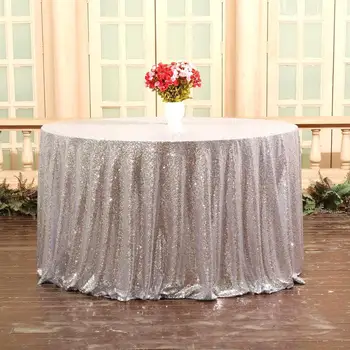 

Silve sequin tablecloth glitter round square tablecloth on the table for wedding decor party christmas birthday decor 6.2