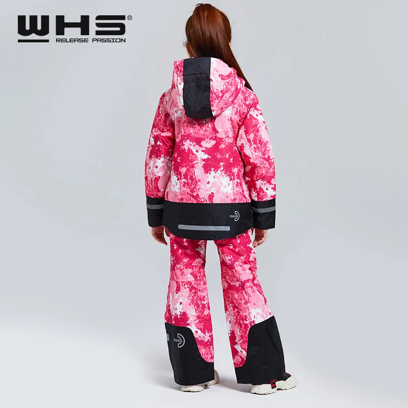WHS Лидер продаж новинка зимние костюмы для девочек детская Лыжная спортивная