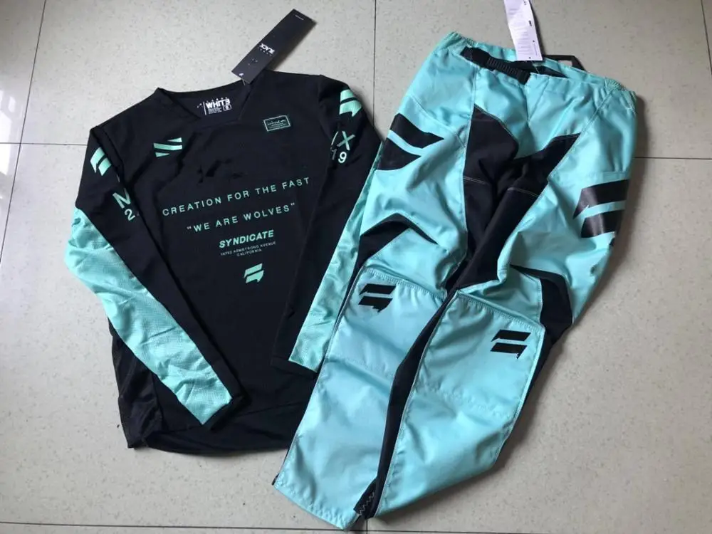 

2019 NEW MX WHIT3 Label Black blue Jersey Pants Adult Motocross Gear Set Motobiker Racing Gear Combination