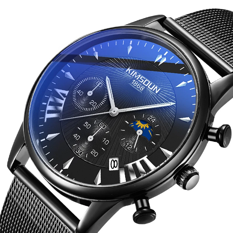 Германия Bauhaus Red Dot Award Miyota кварц новые moon phase stars Мужские часы Студенческая Мода
