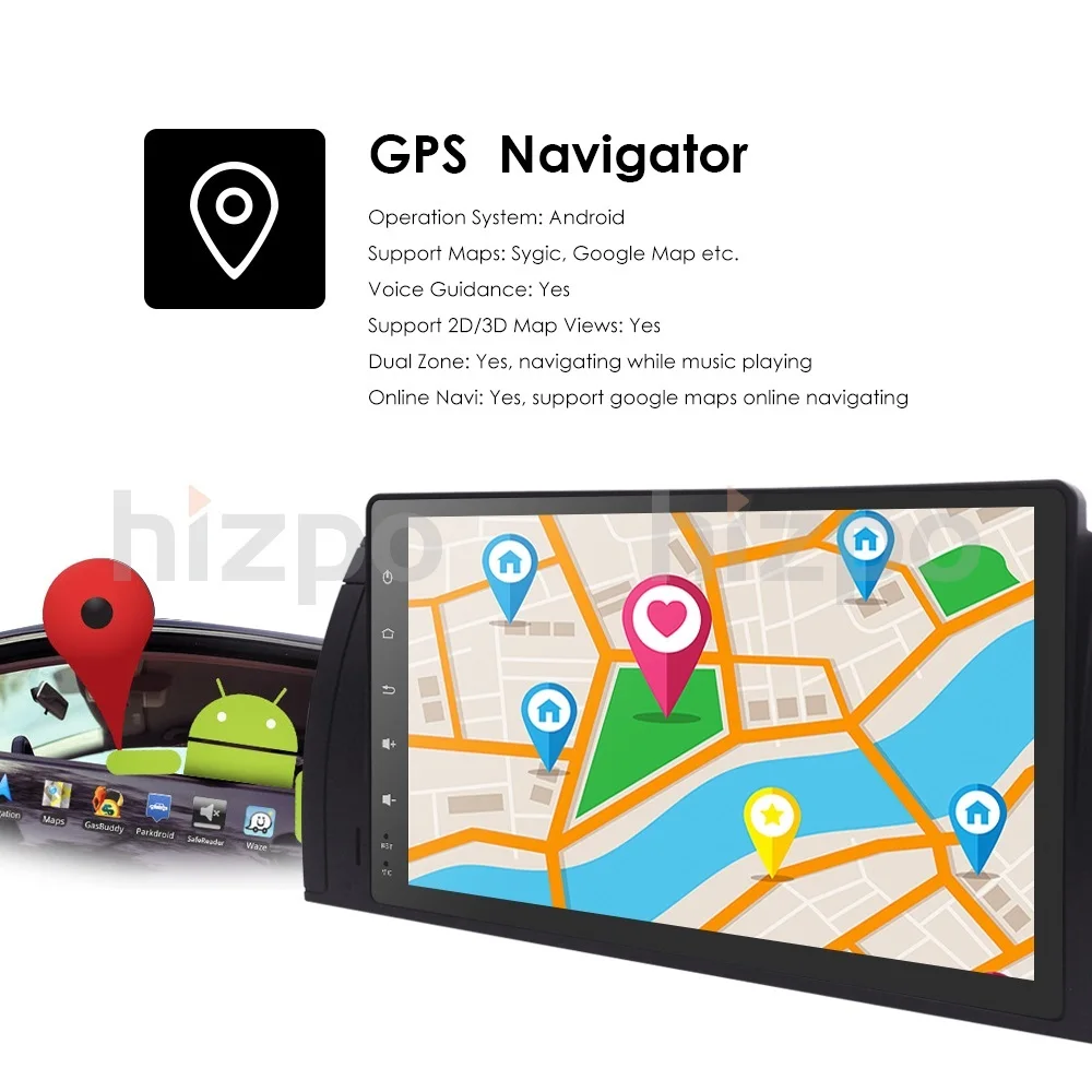 Excellent Hizpo Car Multimedia player Stereo System Android 9.0 GPS Autoradio 1 Din For BMW/E46/M3/Rover/3 Series RAM 4G WIFI FM Radio DAB 20