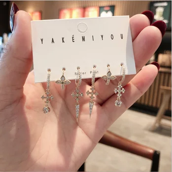 

women earrings water drop zircon earrings temperament zircon geometric cone earrings