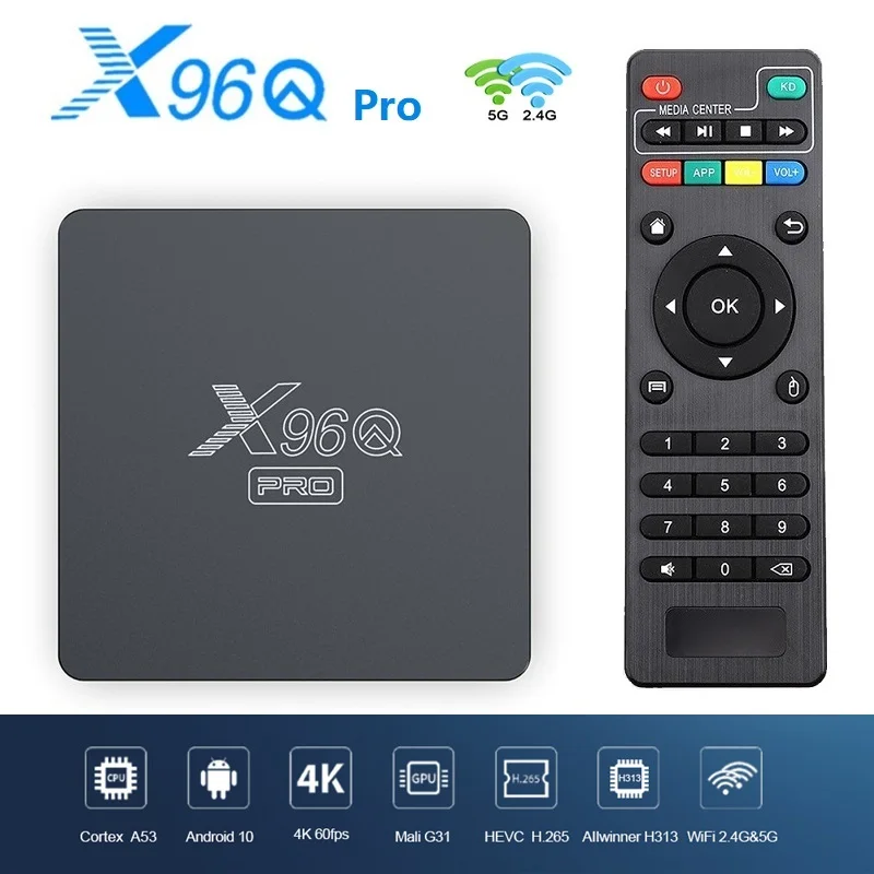 

2022 X96Q Pro Smart TV Box Android For 10.0 Allwinner H313 Quad Core 2G 16G ROM 2.4g 5G Dual Wifi 4K HD Set Top Media Player