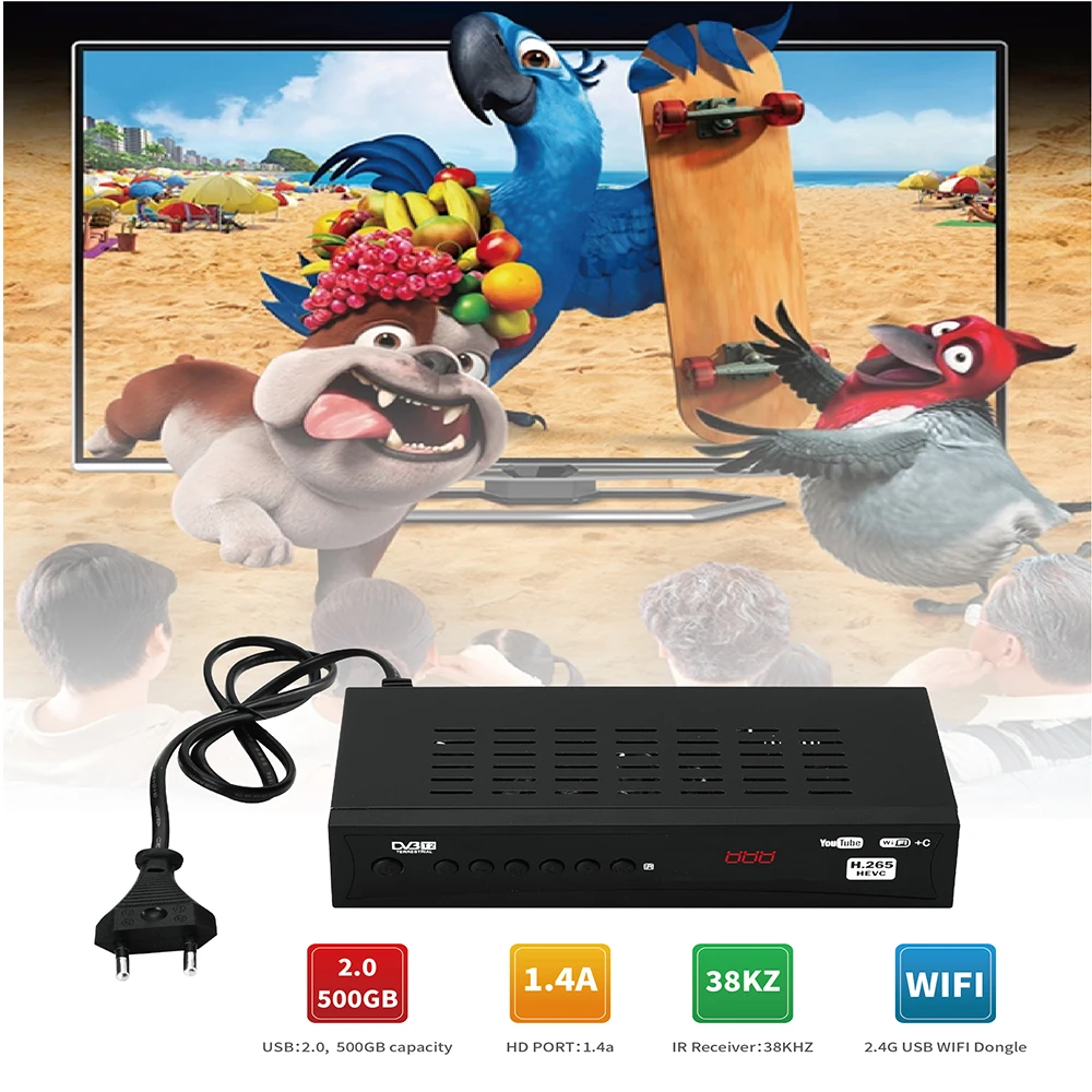 Pantesat HD168 FTA HEVC 265 DVB T2 цифровой ТВ тюнер H.265 приемное устройство Full HD DVBT2