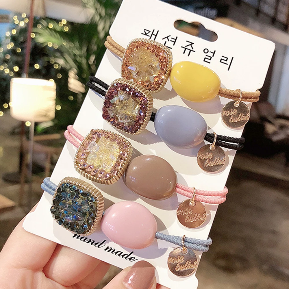 

1pc Fashion Rhinestone Crysal Hair rope Woman Girls Hair Tie Elastic Rubber Band Hair Holder Accessories 2019 New Arrvial